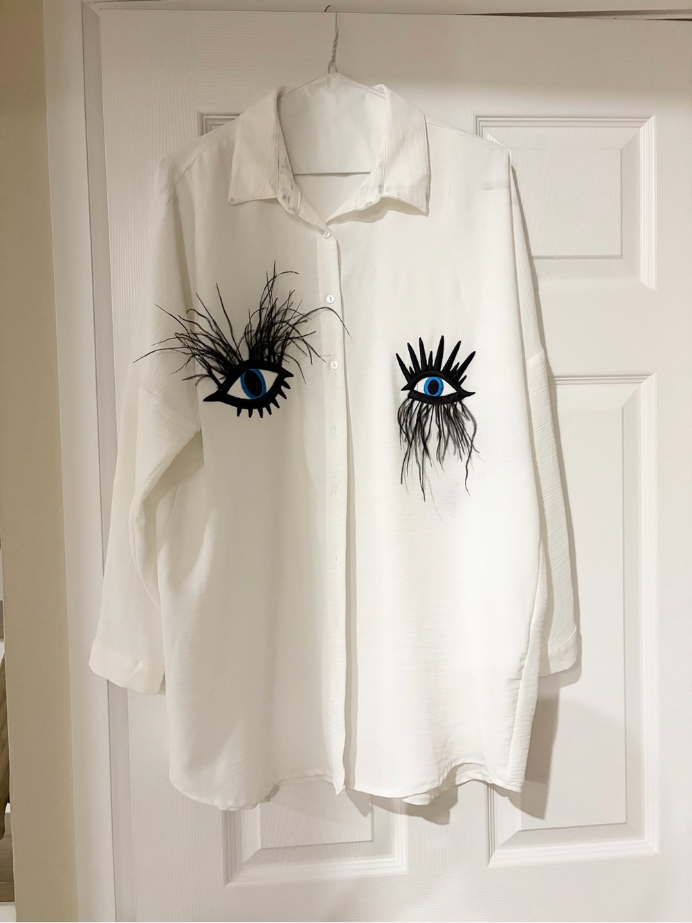 Corral White Button-Down Shirt with Pink Brand Tag